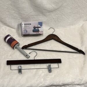 Wooden Hanger Set Reseller Clothing Seller Kit Steamer Roller Coat Jacket Pants